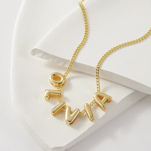 3D Bubble Name Chain Necklace 18K Gold