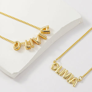 3D Bubble Name Chain Necklace Rose Gold