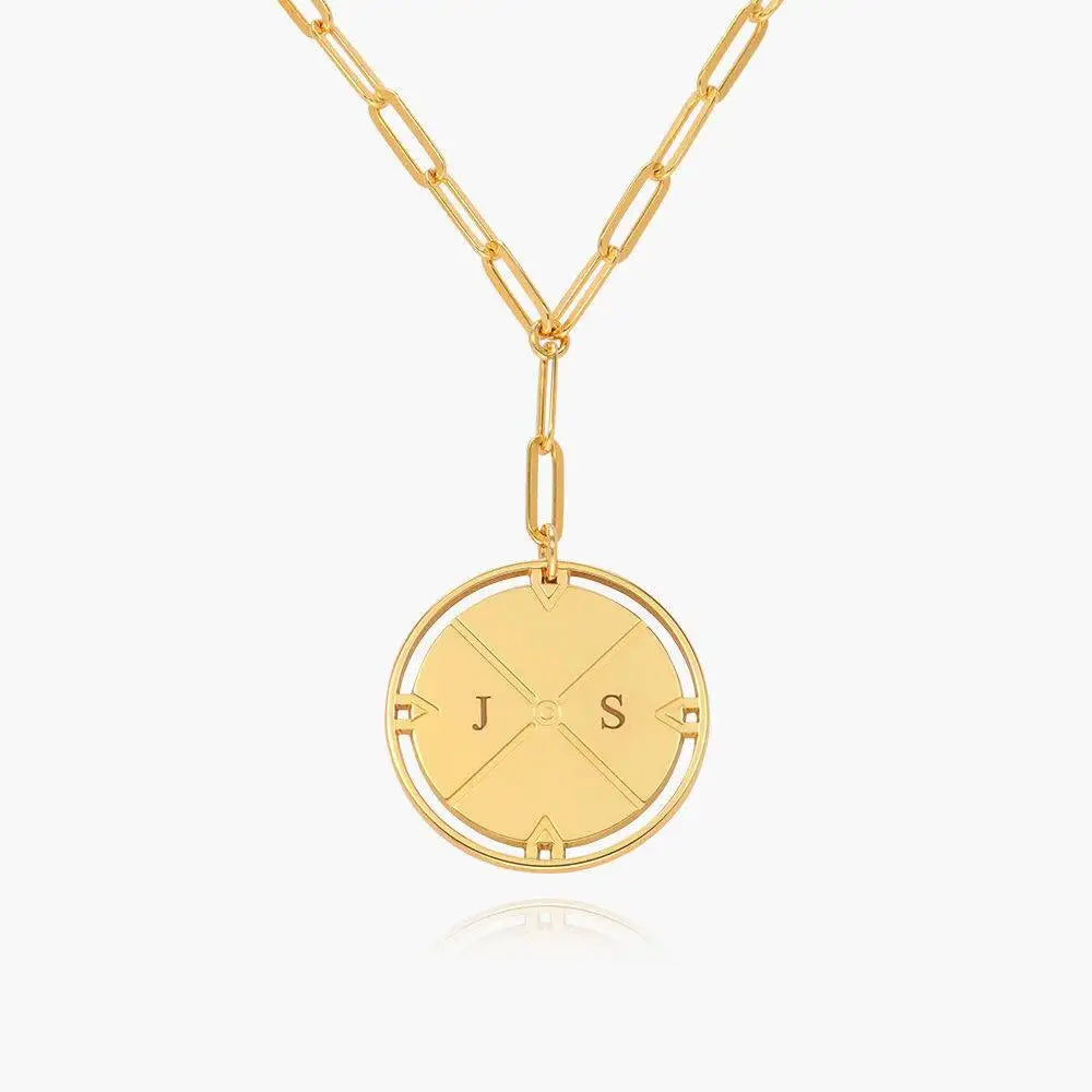 Engraved Compass Initial Necklace