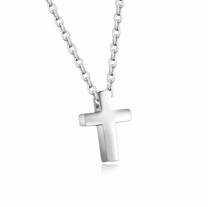 Minimal Cross Pendant Chain Silver
