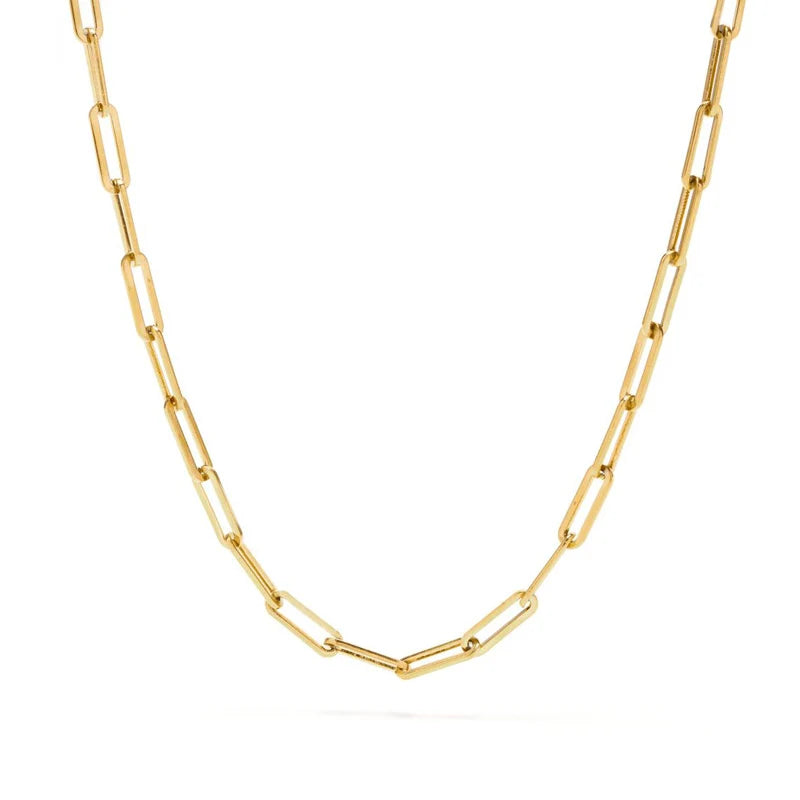 Paperclip Link Chain Necklace Gold