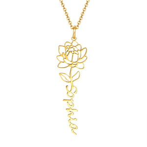 July larkspur birth flower name necklace