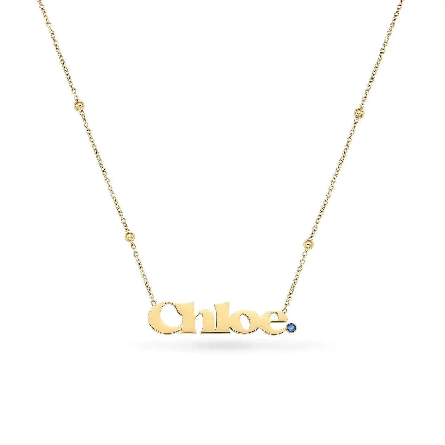 Retro Name Necklace with Birthstone