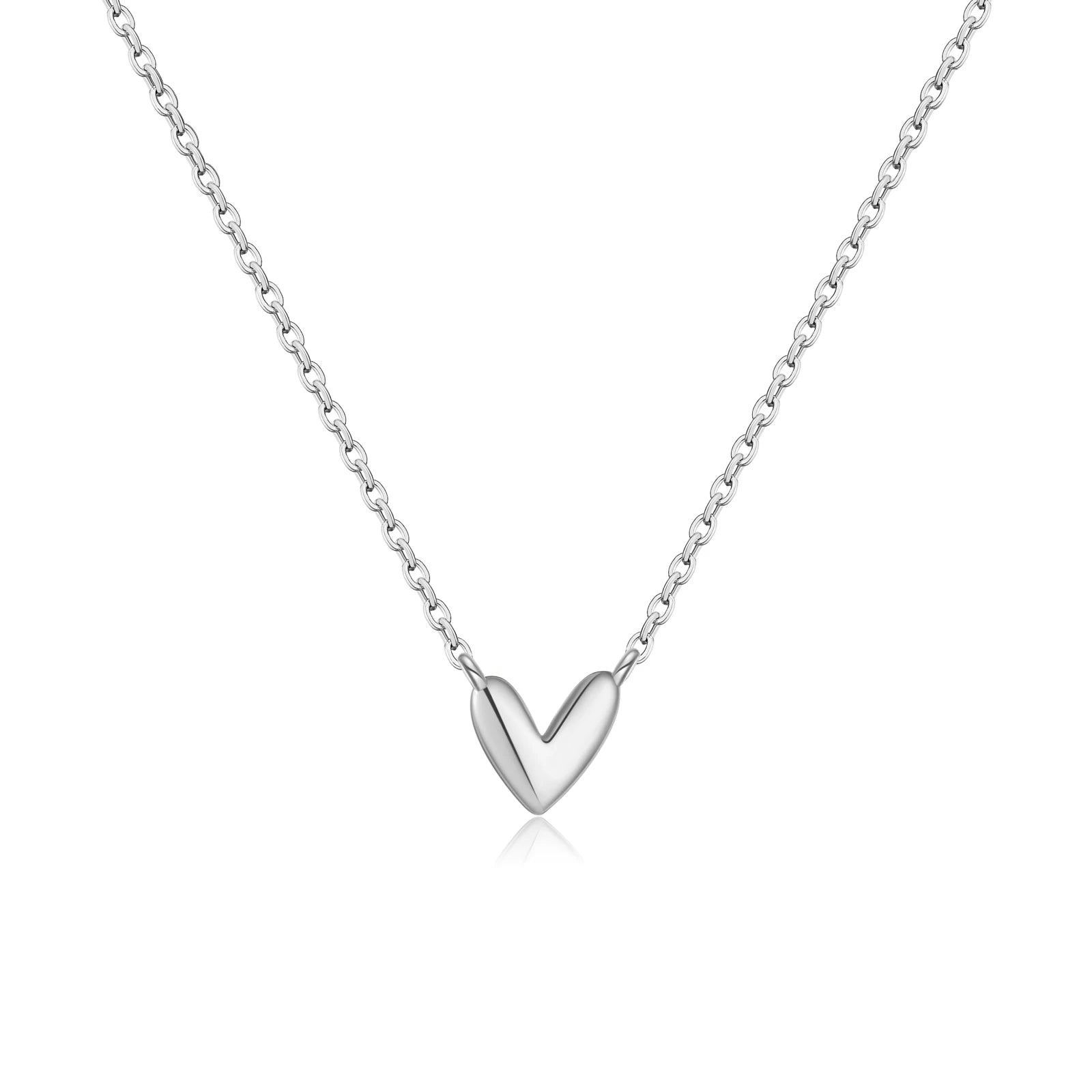 Heart Pendant Necklace Clean Silver