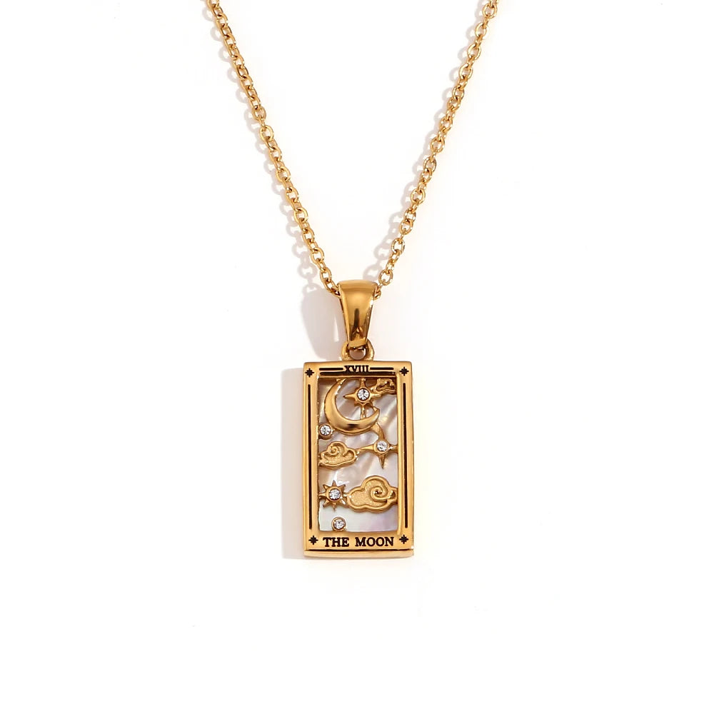 THE MOON© — Rectangle Pendant Necklace Gold