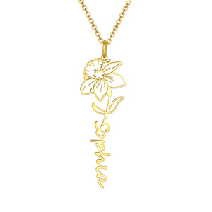 December narcissus birth flower name necklace