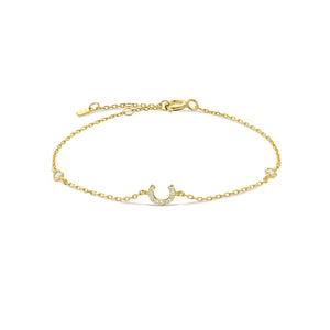 Gold dainty initial bracelet with the letter C