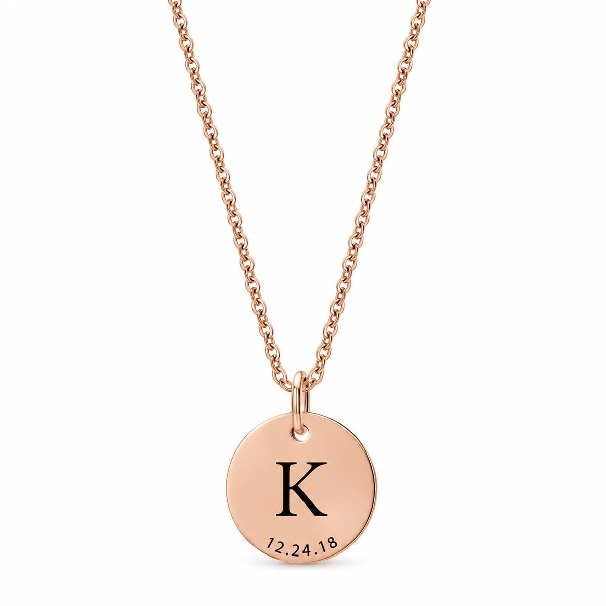 Children’s Initial Charm Necklace for Mom Rose Gold