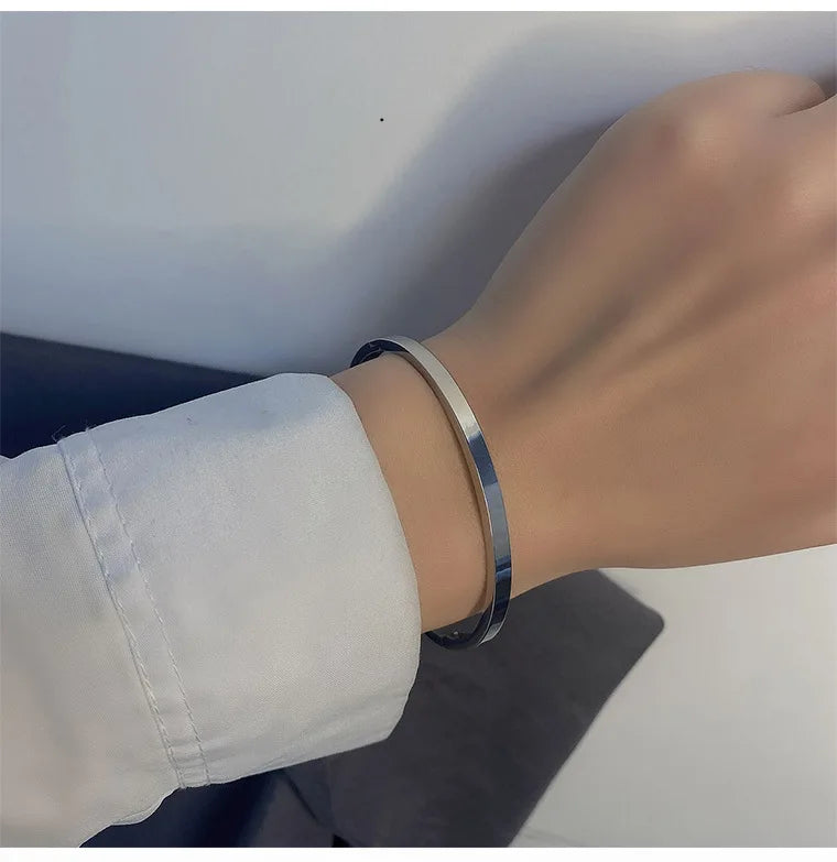 Classic Engraved Bangle Bracelet Rose Gold