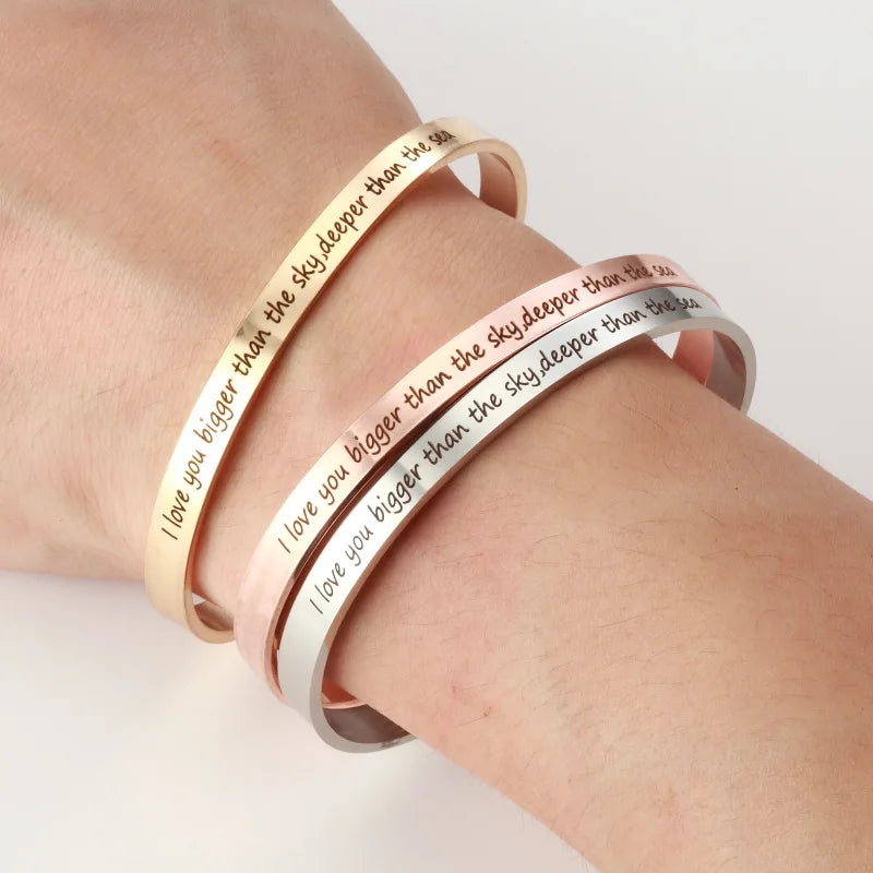 Engraved Custom Cuff Bracelet Gold