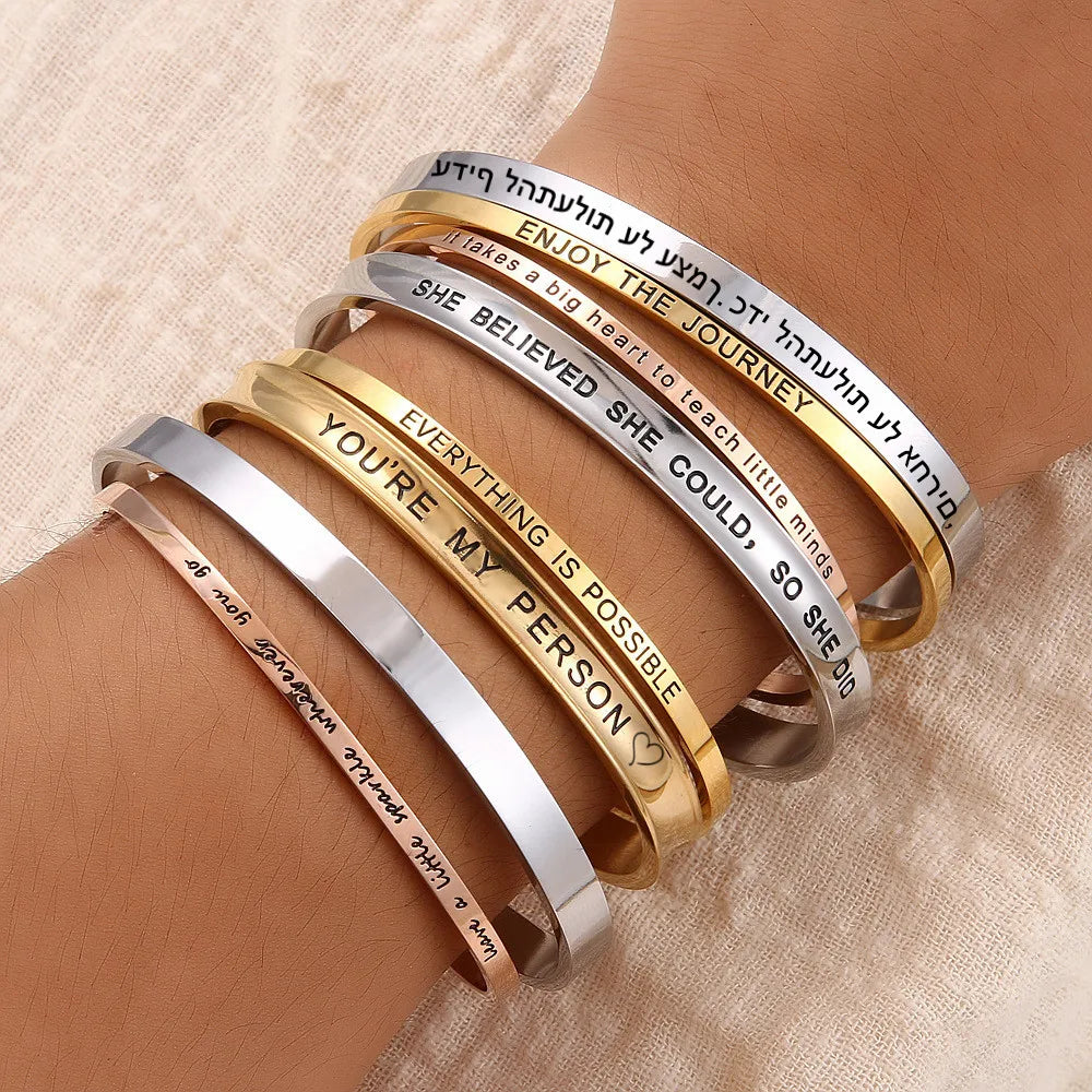 Engraved Custom Cuff Bracelet Gold