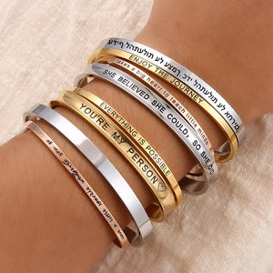 Engraved Custom Cuff Bracelet Gold