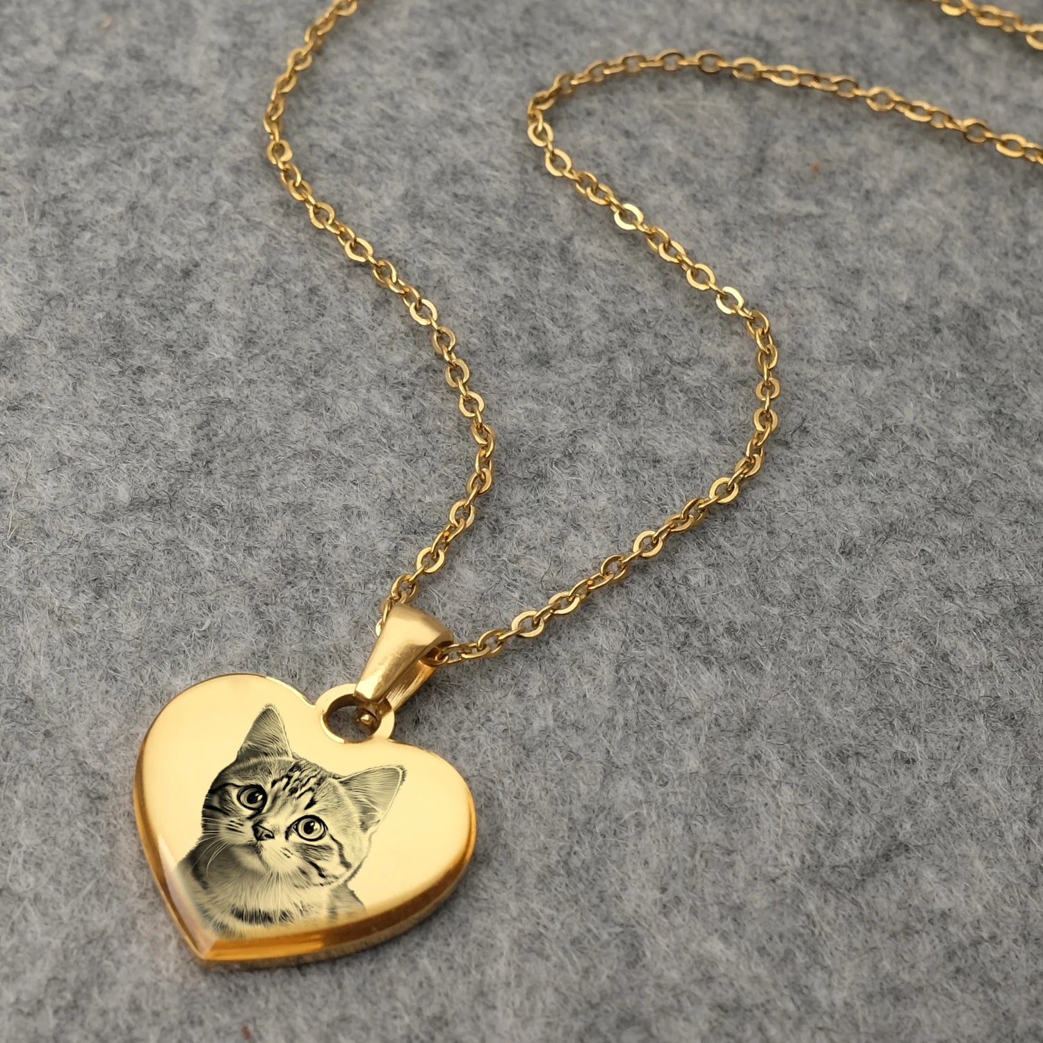 Engraved Photo Heart Necklace Chain Silver