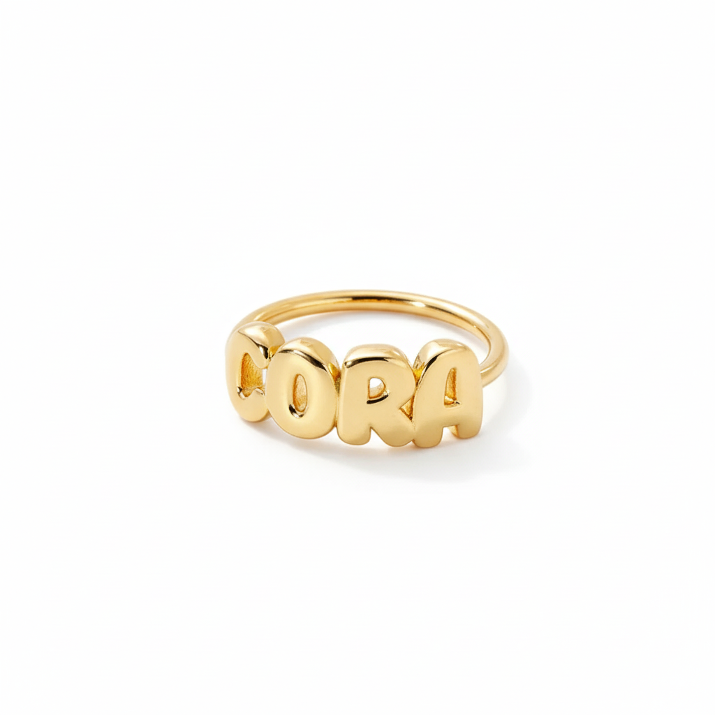 Bubble Letter Name Ring