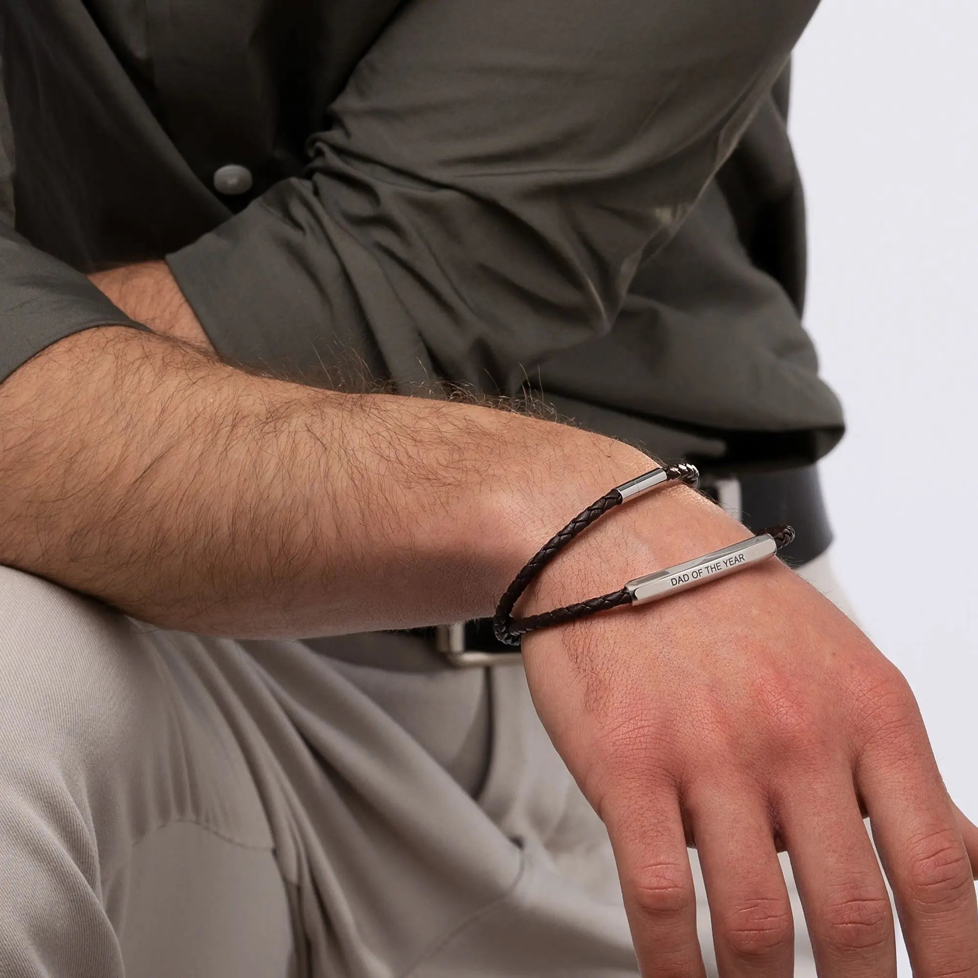 Personalized Double-Layer Leather Bracelet Brown