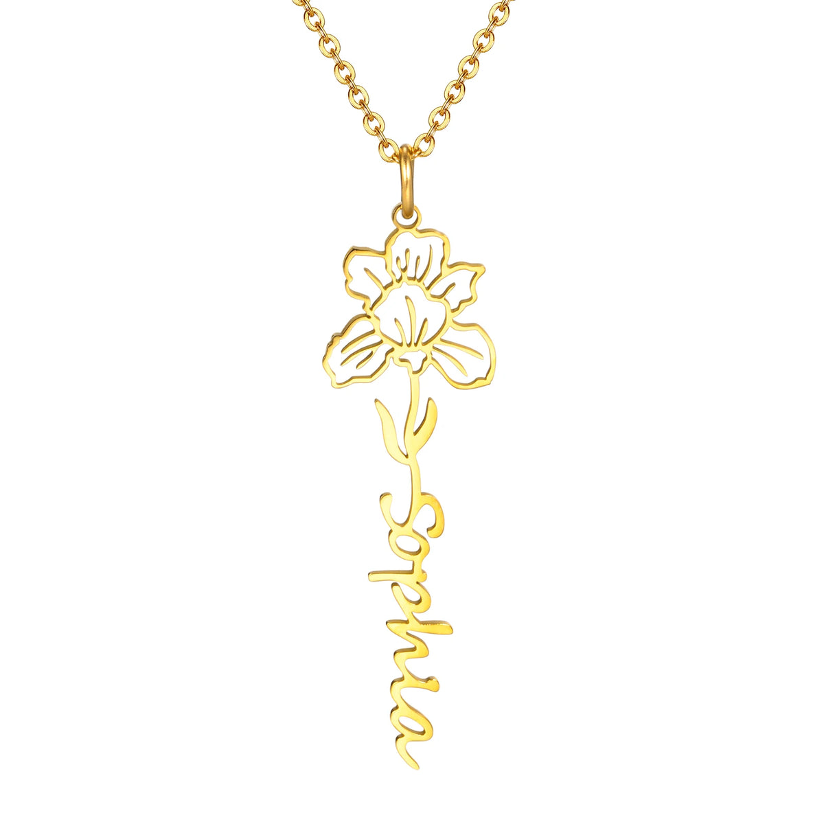 February violet birth flower name necklace