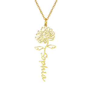 November chrysanthemum birth flower name necklace