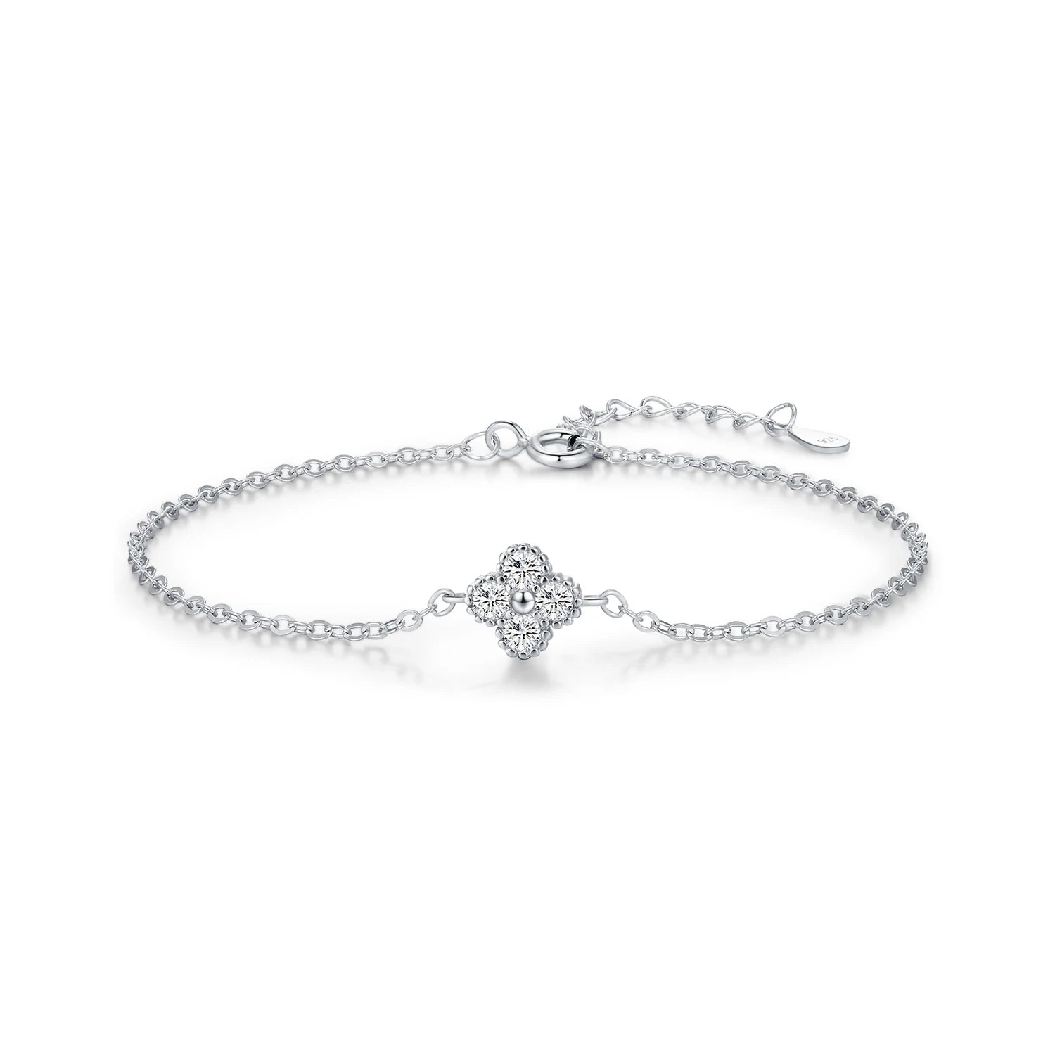 925 Sterling Silber Filigranes Vierblättriges Kleeblatt Armband