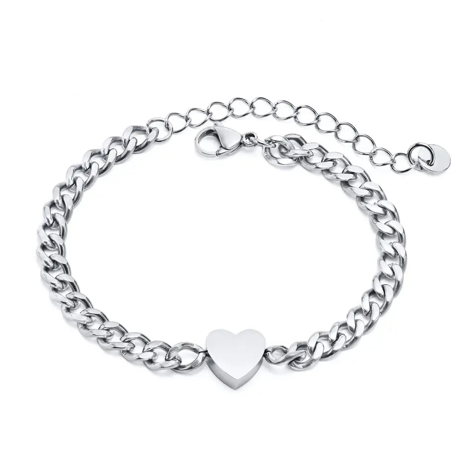 Herz Ketten Partnerarmband Silber