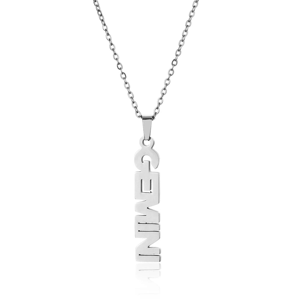 Sternzeichen Halskette mit Text Silber