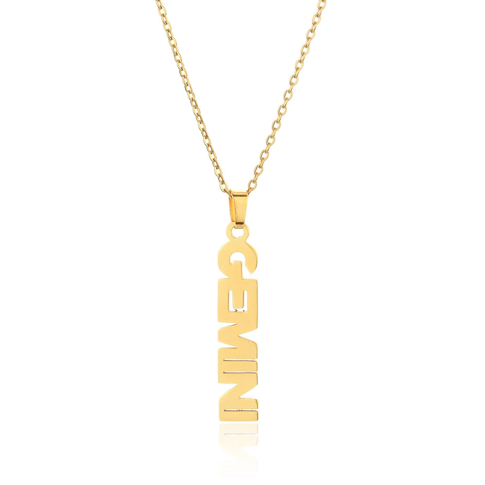 Sternzeichen Halskette mit Text Gold