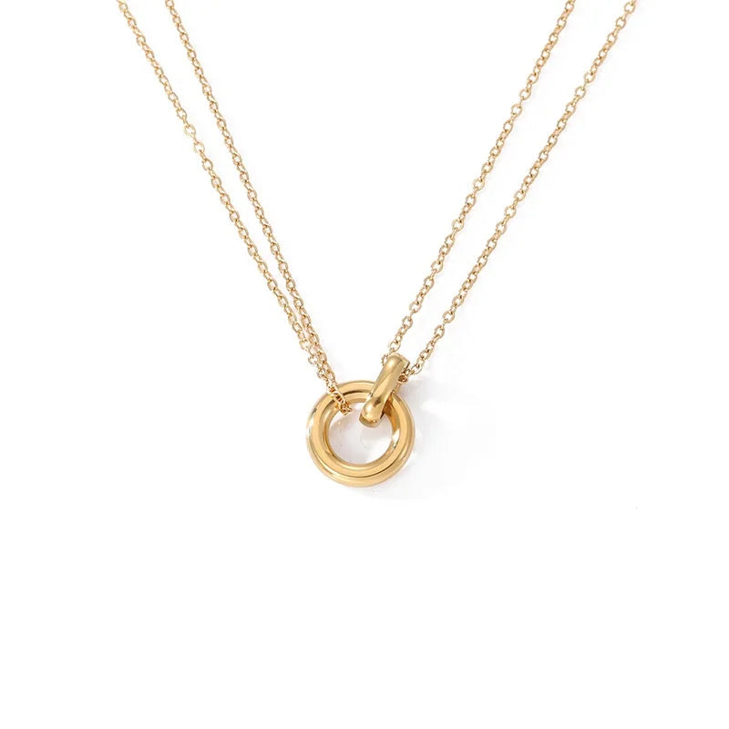 Dual Chain Ring Halskette Gold