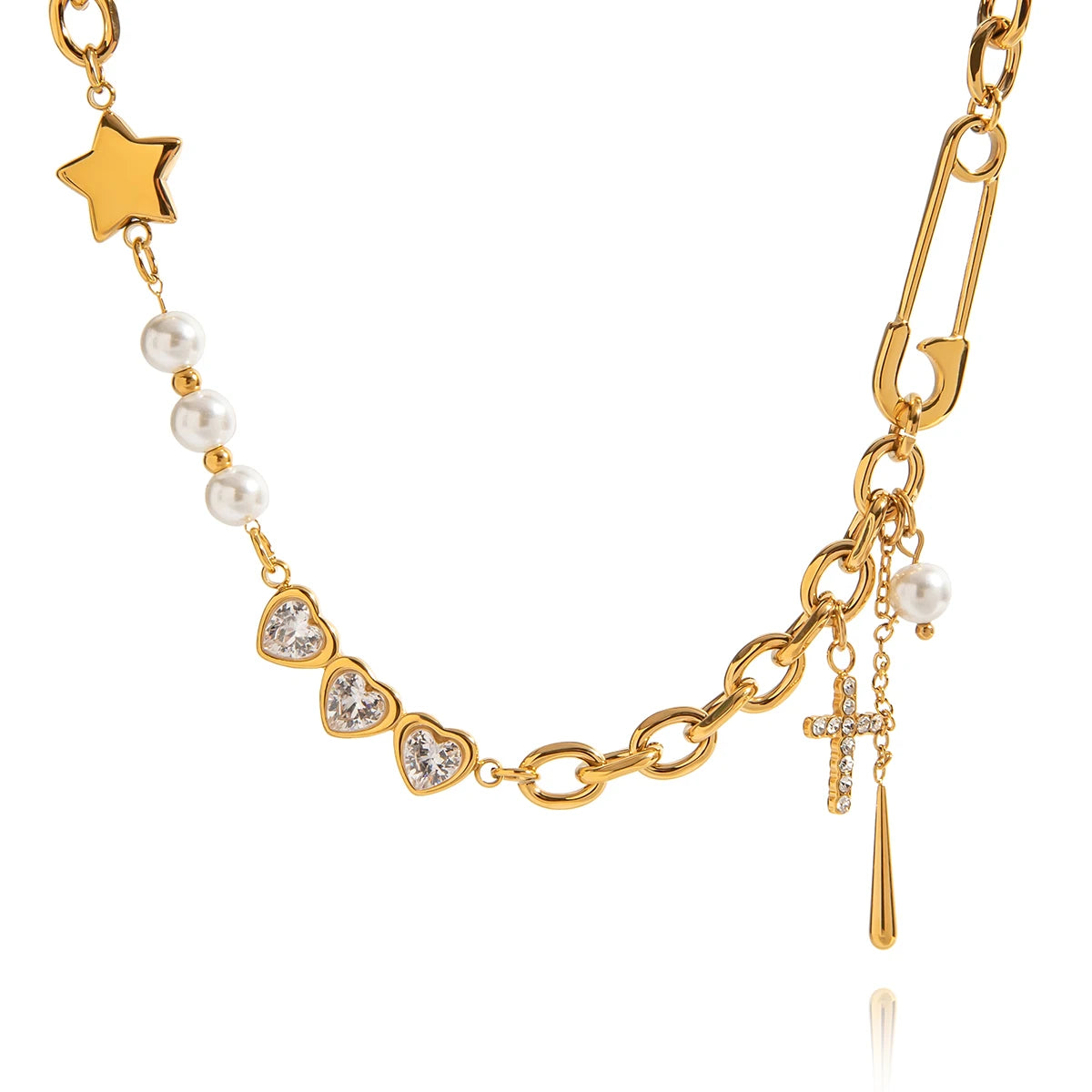 Charm Halskette Gold mit Perlen & Anhängern
