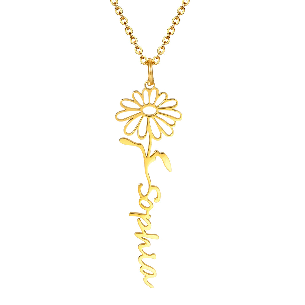 April daisy birth flower name necklace