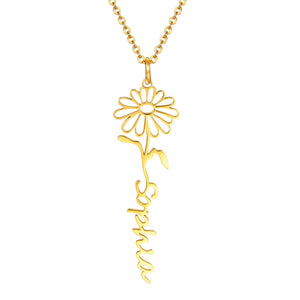 April daisy birth flower name necklace