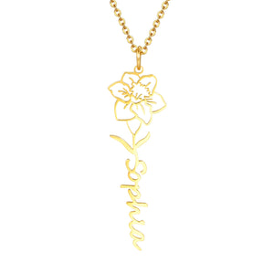 March daffodil birth flower name necklace