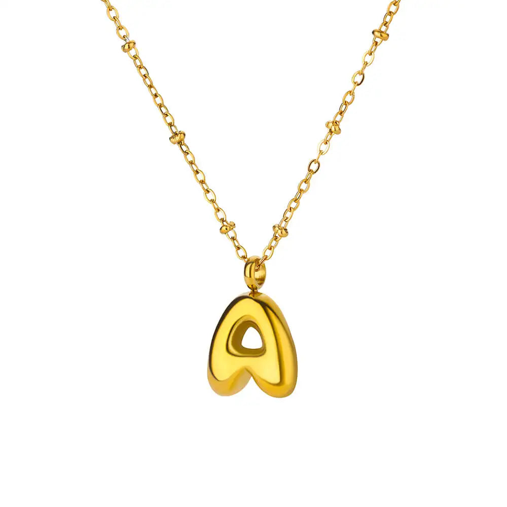 Mini 3D Bubble Initial Halskette Gold