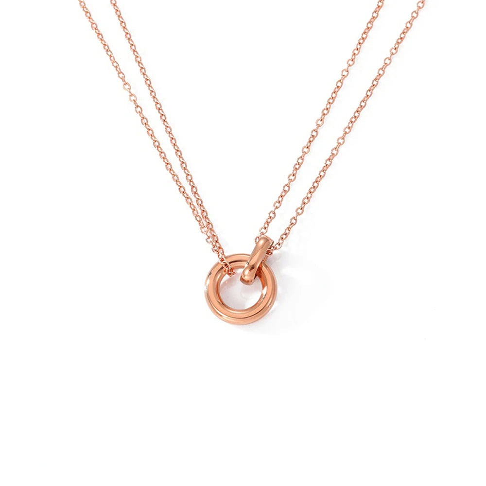 Dual Chain Ring Halskette Roségold