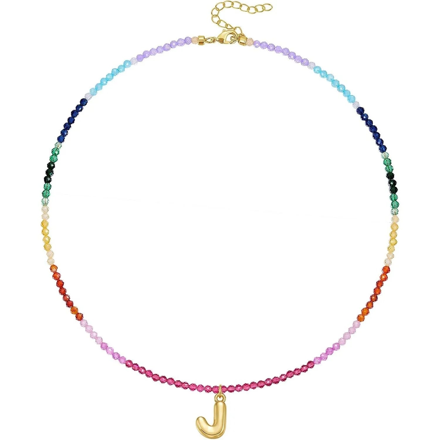 Bubble Initial Perlen-Design Halskette Regenbogen Bohemian