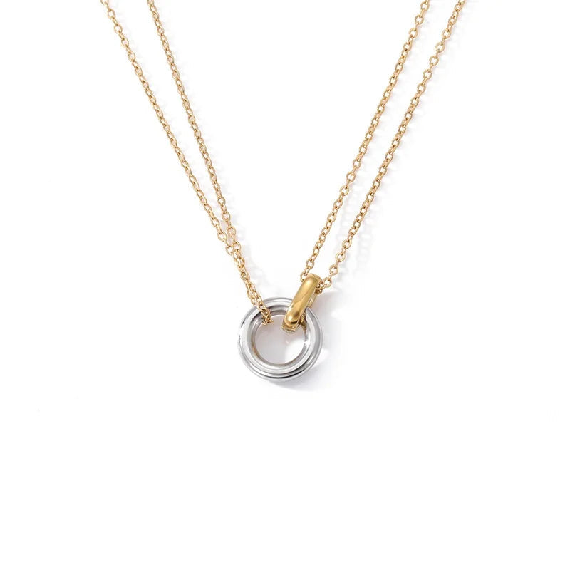 Dual Chain Goldkette mit Silberring