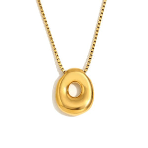 Gold Bold Bubble Initial Pendant Necklace with O Letter Pendant