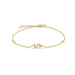 Gold dainty initial bracelet with the letter S