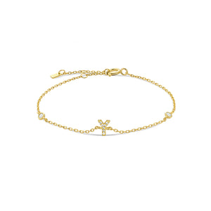 Gold dainty initial bracelet with the letter Y