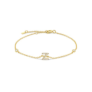 Gold dainty initial bracelet with the letter Z