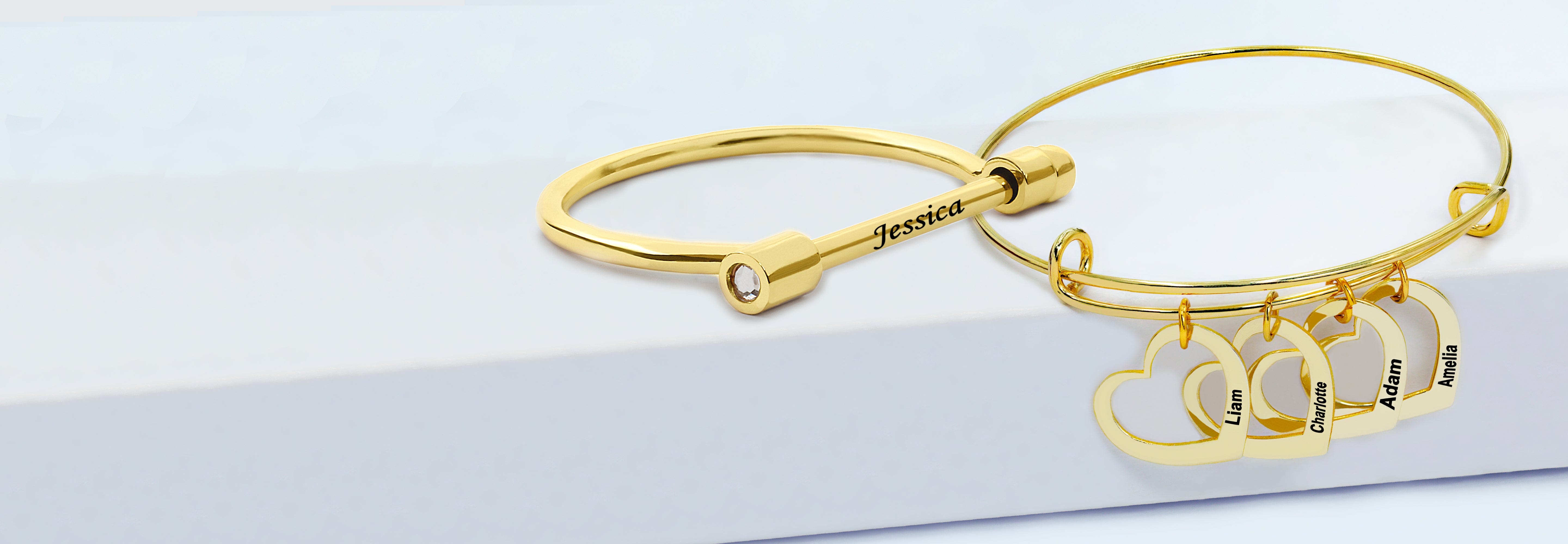 Gold jewelry items with engraving