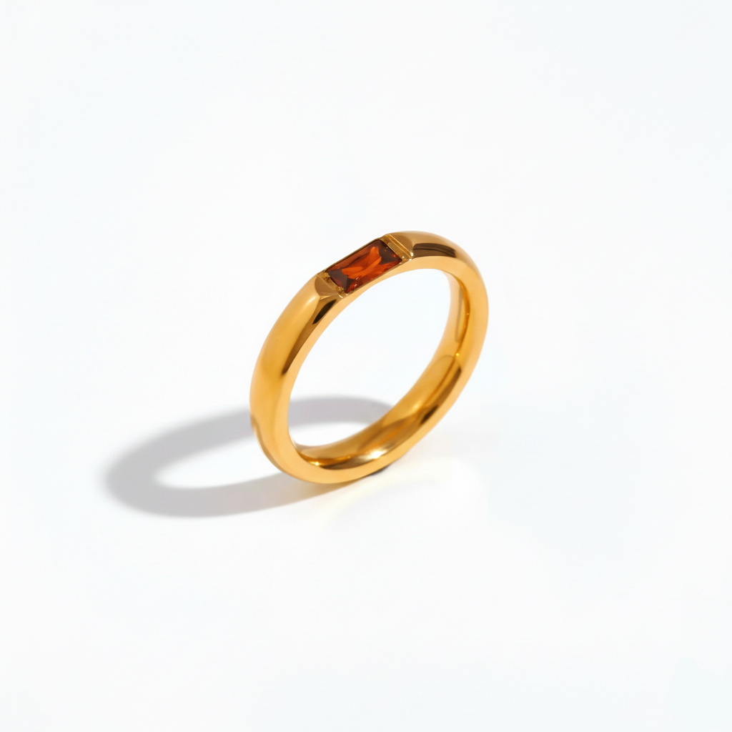 Geometric Gold Birthstone Ring
