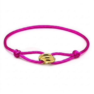 Hot pink bracelet with a gold clasp on a white background