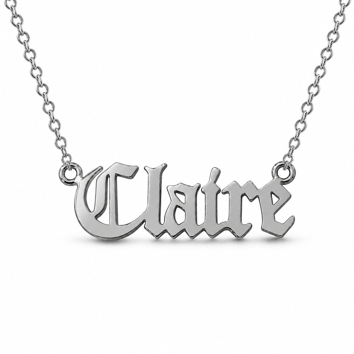 Old English Custom Name Necklace Silver