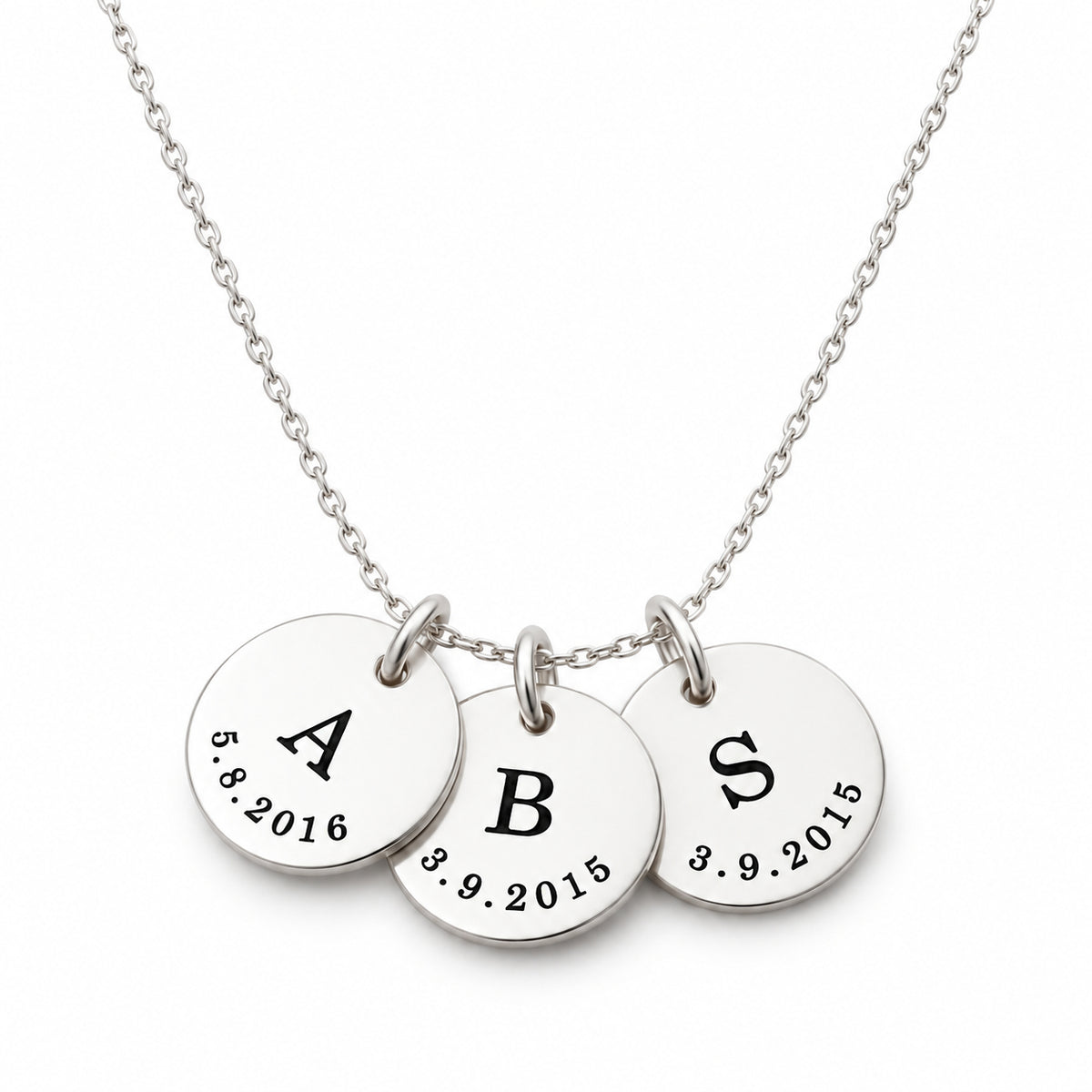 Familienkette mit Buchstabenanhängern für Mama Silber