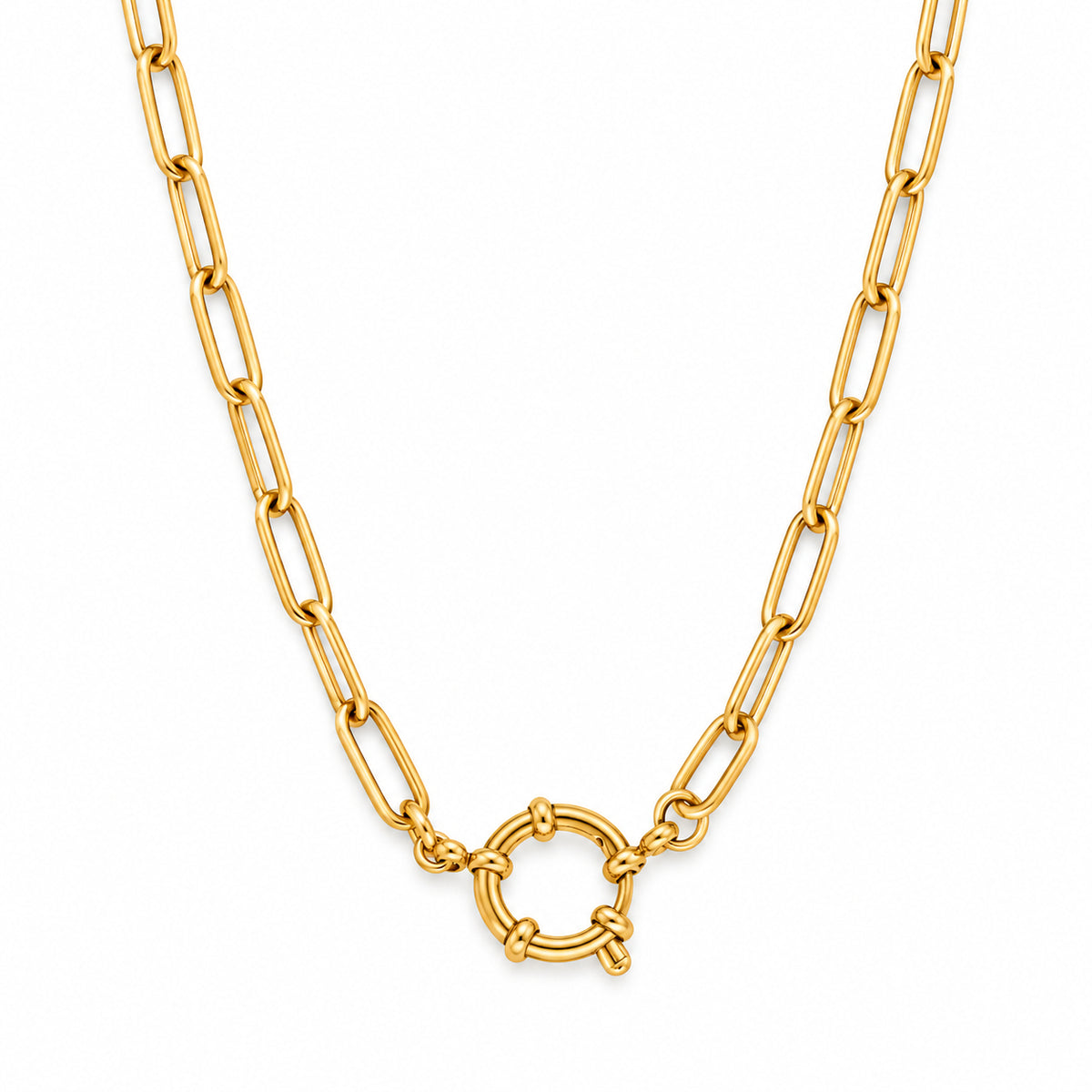 Gold Paperclip Charm Holder Necklace