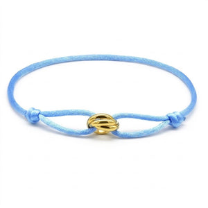 Light Blue bracelet with a gold clasp on a white background