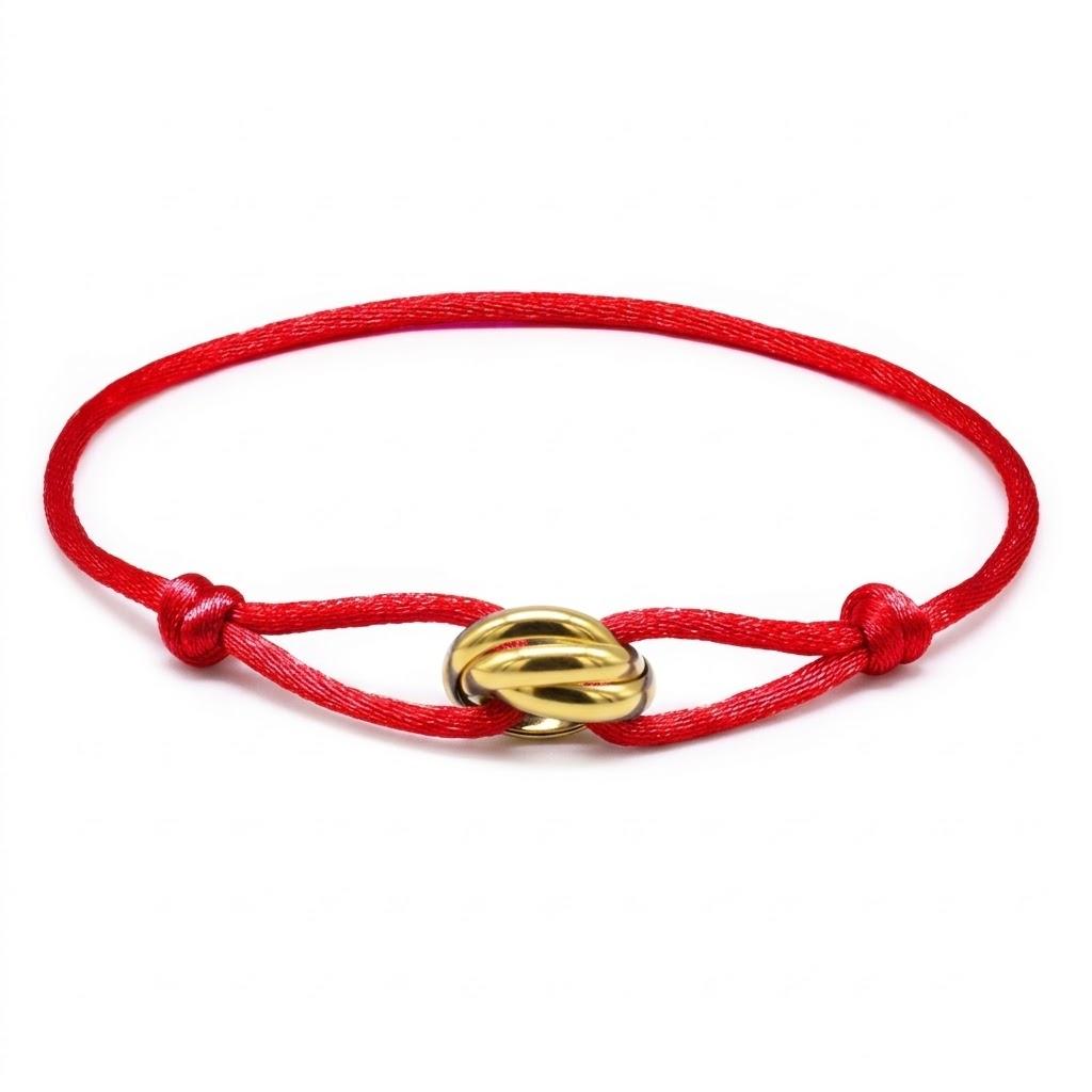 Red Beaded Infinity Bracelet with a Gold Ring Clasp