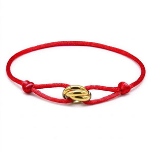 Red Beaded Infinity Bracelet with a Gold Ring Clasp